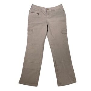 Bob Timberlake Quilted Cargo Pants 6 Taupe Cotton Nylon Stretch Utility Straight